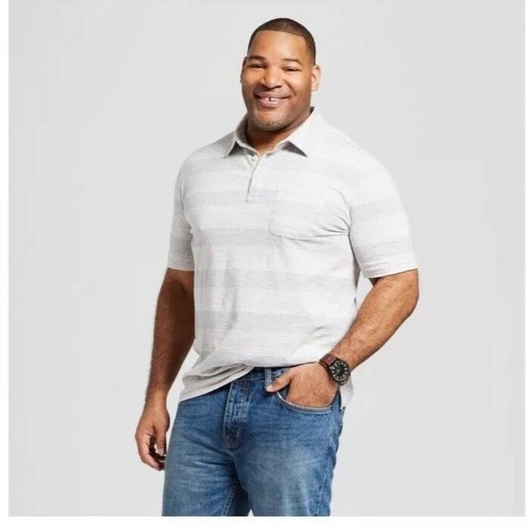 Mens 3X Big Tall Gray Striped Polo Shirt - Picture 3 of 3